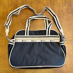 LeSportsac Boston Bowler Bag Black Crossbody Shoulder Handbag Purse Satchel Nice